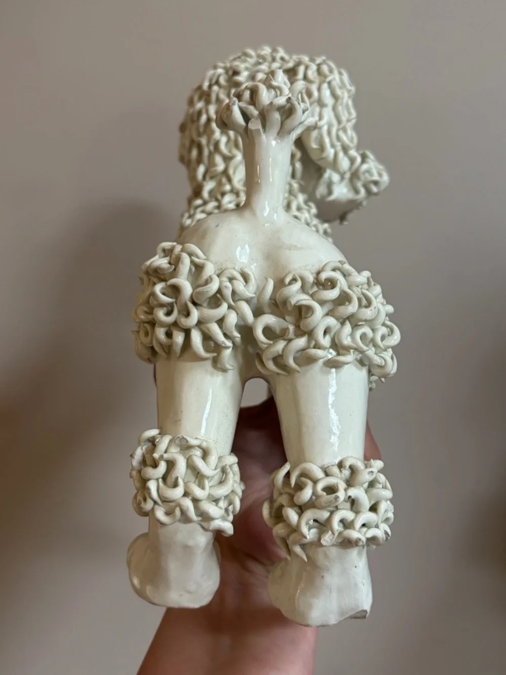 Vintage Italian Handmade Hollywood Regency Spaghetti Poodle Dog Sculpture Statue